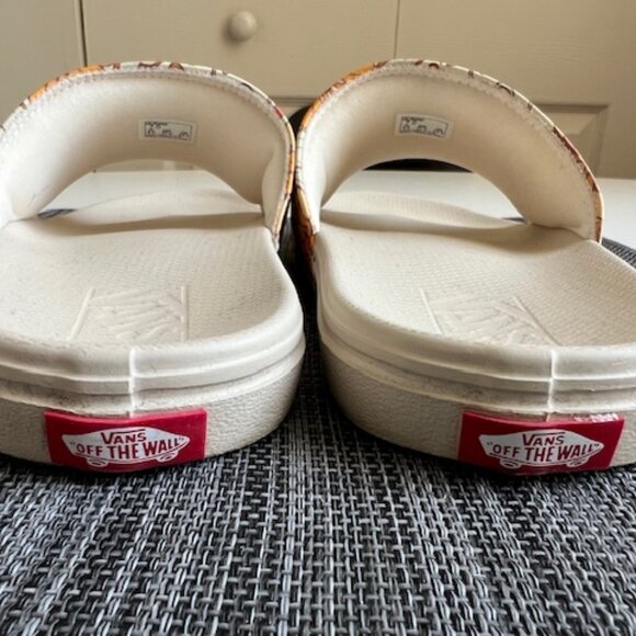 Vans La Costa Slide-On Trippy Floral Sandal. Orange & white, w7, worn 1x, in box - Picture 4 of 7